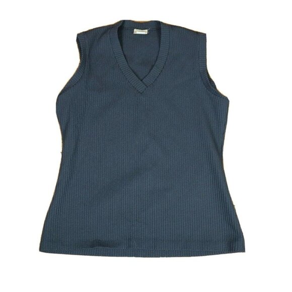 VINTAGE 70s WOMEN'S GRAY V-NECK TANK TOP - BEELINE FASHION - SIZE M - FLAWED - Picture 1 of 9